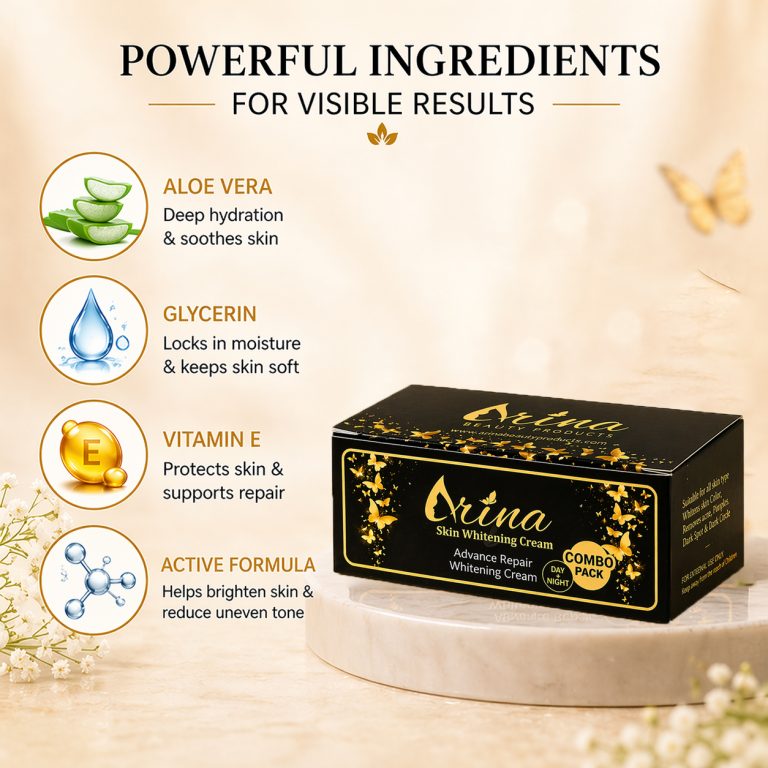 Arina Super Combo: Day & Night Cream + Face Wash +Sunscreen for Skin Whitening Pack of 4